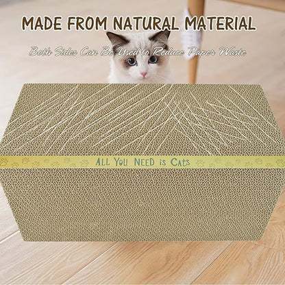 3 Pack Cardboard Cat Scratcher Pads Cat Scratching Board for Indoor Cats 16.5″Lx8.1″Wx0.8″H Dual-Side Corrugated Cats Scratching Post Reusable Supplies