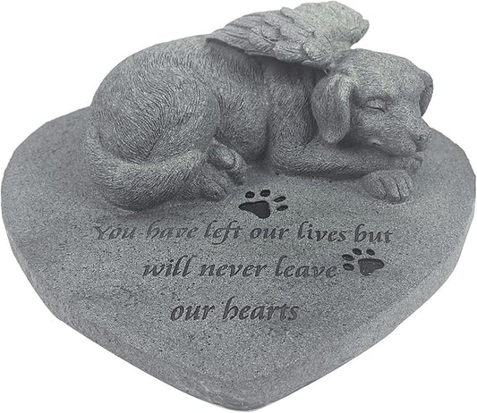Angel Dog Pet Memorial Stone, Outdoor Decor, Pet Loss Headstone, Memorial Sculpture for Dog Grave Marker