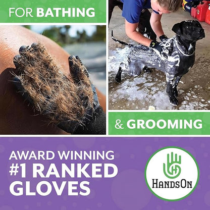 H HANDSON Pet Grooming Gloves - Patented #1 Ranked, Award Winning Shedding, Bathing, & Hair Remover Gloves - Gentle Brush for Cats, Dogs, and Horses (Grey, X-Large)