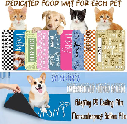 Personalized Dog Food Mat with Photo Name Custom Non Slip Pet Feeding Mat Waterproof Backing Absorbent Fabric Dog Cat Bowls