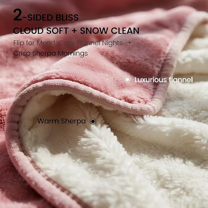 gogobunny Waterproof Bed Blanket, Reversible Sherpa Fleece Throw Blanket for Dog Puppy Cat, Furniture Cover Protects Bed Couch Sofa from Liquid Pee and Pet Fur (Pink, 90x90 inches)