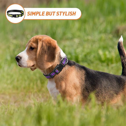 Weewooday 3 Pieces Reflective Dog Collar Nylon Adjustable Quick Release Pet Collars for Dogs(Medium)