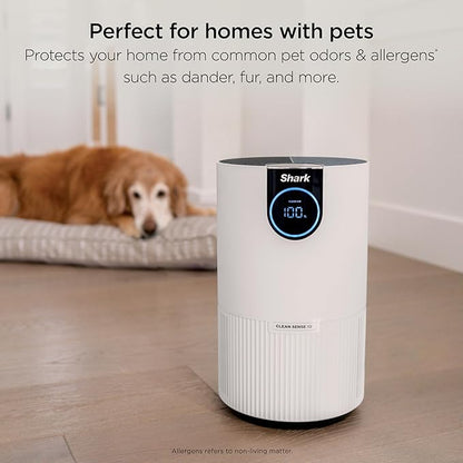 Shark Air Purifier for Home, Clean Sense, for Bedroom, Nursery, Home Office, Dorm, HEPA-Exceeding Filter, Captures Pollutants, Pet Dander, Dust, Odor, Smoke, and More, HP102PK2, White
