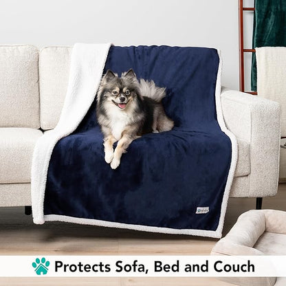 PetAmi Dog Blanket for Small Medium Dogs, Pet Bed Blanket Cat Puppy Kitten, Fleece Furniture Couch Cover Protector Sofa Car, Soft Sherpa Dog Throw Plush Reversible Washable, Mini 29x40 Blue