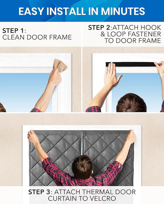 Flux Phenom Thermal Insulated Door Cover - Easy Install - Temperature Protection Barrier, Keeps Warm Air in, 50 Magnets for Secure Gap Free Closure, Magnetic Door Curtain for Winter - 40"x82"