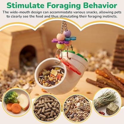 Shappy 2 Pack Rat Enrichment Toys Hanging Foraging Feeder, Interactive Treat Puzzle with Wide Opening Lid, Slow Feeding Cage Accessory for Rats, Hamsters, Guinea Pigs