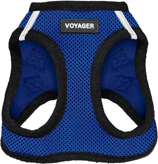 Best Pet Supplies Voyager Step-in Air Harness - All Weather Mesh, Reflective, No Pull Harness for Dogs, Cats - Secure with Hook & Loop Fastener, Buckle, Double D-Rings - Royal Blue/Black Trim, XL