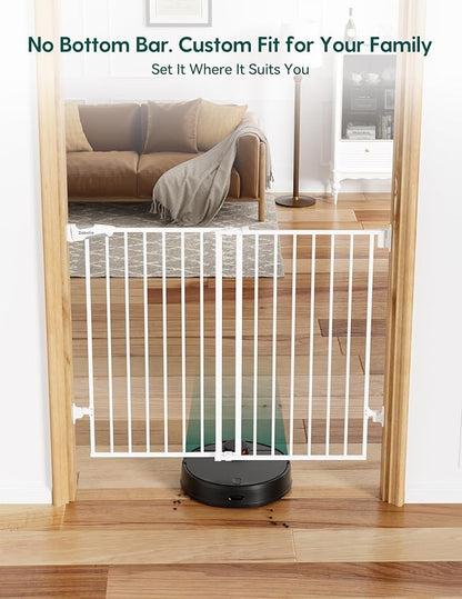 Babelio Baby Gate for Stairs, Kitchen & Doorways, No Bottom Bar| Easy Installation| One-Handed Operation| Auto-Close| Hardware Mount (Drill Needed) Safety Dog Gate (White - B17, 24-39" W, 28" H)