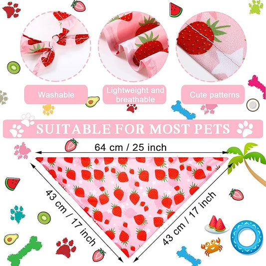 Frienda 20 Pcs Summer Spring Dog Bandanas Hawaiian Style Washable Triangle Pet Bibs Assortment Puppy Kerchief Accessories for Small Medium Pets Dogs Cats(Large)