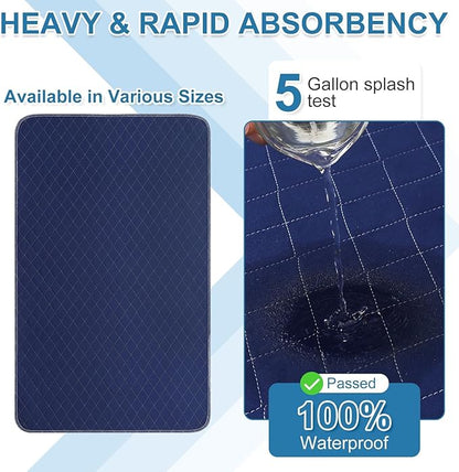 OUTCREATOR® Washable Bed Pads 34" x 36" (Pack of 4), Incontinence Mattress Protector, Anti-Slip Waterproof Underpads for Adults Kids Elderly Pets, Absorbency & Reusable Bedwetting Pads (Dark Blue)
