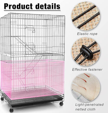 Shappy Large Bird Cage Seed Catcher,Bird Cage Cover Net Skirt Guard,Adjustable Soft Airy Mesh Net for Parrot Parakeet Macaw(118 x 15 Inch/ 300 x 37 cm,Light Pink)