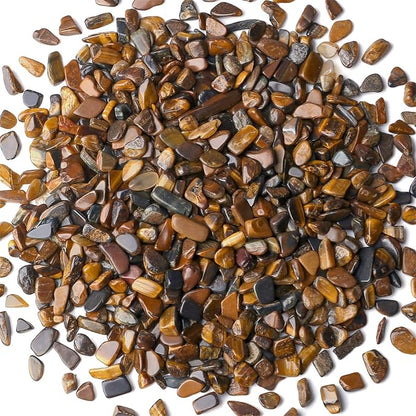 Tiger Eyes Aquarium Gravel Rocks Natural Tumbled Healing Crystal Chips Bulk Gemstones Tumbled Crushed Stones for Fountain Vase Filler Planters Decorative Fish Tank Potted Reiki Energy Balancing 0.44lb