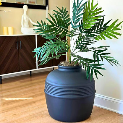 Good Pet Stuff Hidden Litter Box Planter, Decorative Cat Litter Enclosure with Carbon Filter, Artificial Plant, Easy Clean, Indoor Design, Original Round Style, Base Kit, Black Suede