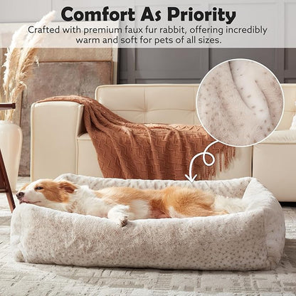 JOEJOY Large Dog Beds Large Sized Dog, Washable Orthopedic Premium Soft Corduroy Fleece Pet Bed with Removable Zipper Cover, Cute Calming Puppy Bed with Non Skid Bottom