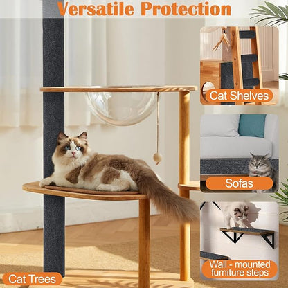 Cat Scratch Furniture Protector - 138" x 15.8" Trimmable Self-Adhesive Cats Claws Scratch Pads, DIY Cat Climbing Couch Protector for Scratch Post Cat Tree Replacement Indoor (Dark Gray)