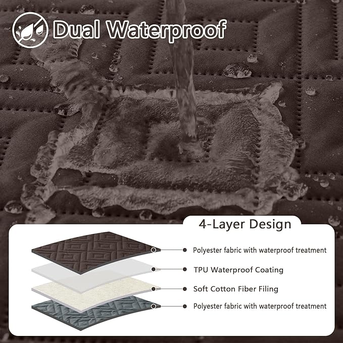 hyha Waterproof Dog Blanket, Soft Pet Bed Blankets, Waterproof Sofa Couch Cover for Dogs Washable, Reversible Pet Couch Covers for Sofa Furniture (30x80 Inch, Chocolate/Dark Grey)