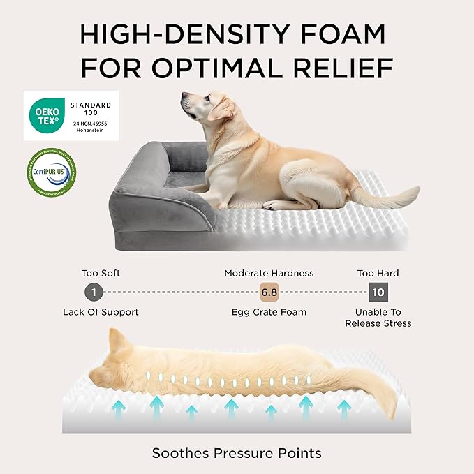 Bedsure Orthopedic Dog Bed Medium Size Dogs - Washable Medium Dog Cat Bed Waterproof, Comfort Pet Couch Sofa with Washable Removable Cover, Pets Bed with Nonskid Bottom, Hazel, 28"
