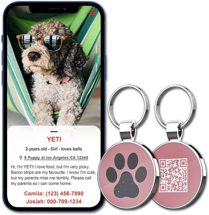 MYLUCKYTAG QR Code Pet ID | Personalized Dog & Cat Collar Tag | Online Profile with Instant Scanned Location Alert Email