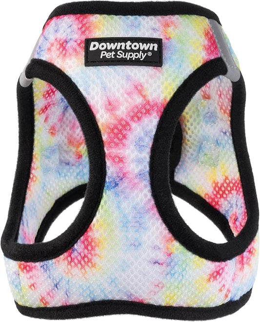 Downtown Pet Supply Step-in Dog Harness – No Pull, Adjustable Padded Mesh with Reflective Trim, Secure Buckle Strap – Comfortable & Breathable Small Dog Harness, Large, Tie Dye