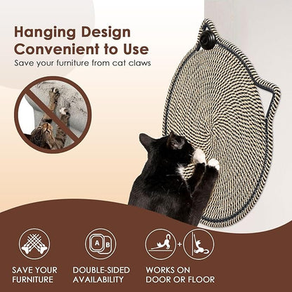 Cat Scratcher Mat, Natural Cotton Rope Cat Scratch Pad, 15.7'' Round Horizontal Floor Cat Scratching Pads for Indoor Cats, Cat Furniture Protector for Wall, Couch, Carpets, Sofas