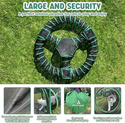 Outdoor Cat Enclosures, 10 in 1 Cat Tent with Tunnels for Outside, Large Space Catio Outdoor Pet Enclosure for Indoor Kitty, Enclosed Pet Playpen