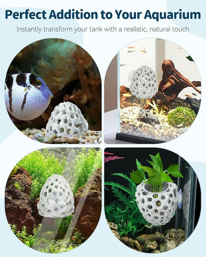 Uniclife Shrimp Cave, Shrimp Hides for Aquarium, Realistic Plastic Aquarium Coral Rock Decorations with Suction Cup, Betta Hideout Tank Accessories for Fish Tank Decor, Hiding & Resting