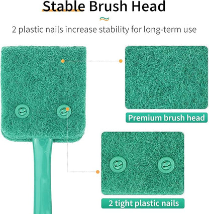 Pawfly Fish Tank Cleaning Tools Aquarium Algae Scraper Sponge Brush Cleaning Scrubber with 10 inch Non-Slip Handle for Glass Fish Tanks