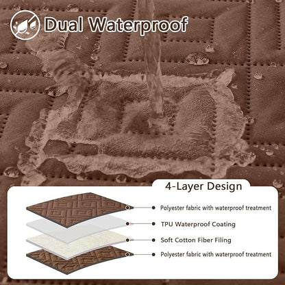 hyha Waterproof Dog Blanket, Soft Dog Bed Cover Pet Blankets, Waterproof Sofa Couch Cover for Dogs Washable, Reversible Pet Couch Covers for Sofa Furniture (30x53 Inch, Brown/Brown)
