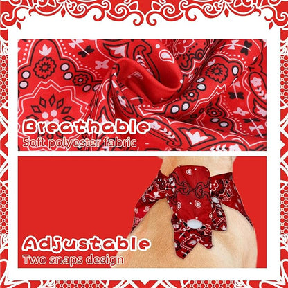 PAWCHIE Dog Bandanas Small Reversible Styles Pet Triangle Scarf Bibs - Adjustable with Two Snaps - Kerchief Set Accessories for Dogs, Puppy, Cats, L