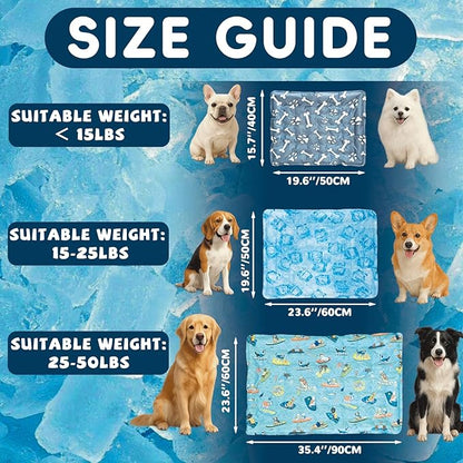 Cooling Pad for Large Dog,Instant Pet Cool Mat,Comfortable Cool Pet Mat for Cat.Portable Dog Bed for Summer. Suitable for Outdoor Summer Crate Pad.Long Time Cooling.Bone(Size-L 19.7 * 23.6in)