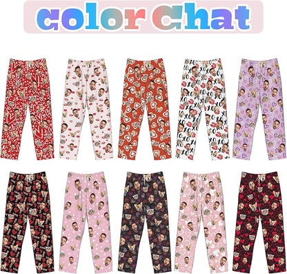 Custom Pajamas Pants Plaid Personalized Funny PJ Pant Design with Face Pajama for Men Women Dog Pet