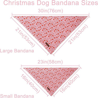 Valentine Dog Bandana - Pink Heart Triangle Bid Scarf for Small/Medium Dogs, Cats; Cotton Kerchief for Girl/Boy Pets, Red, Cute Adorable Puppy Bandana