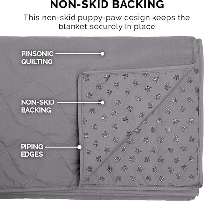 Furhaven Waterproof & Non-Slip Queen Size Mattress Cover Protector for Dogs & Cats, Washable, For Beds, Couches, & Car Seats - Quilted Twill Blanket Mattress Cover - Gray, Large/Queen Size