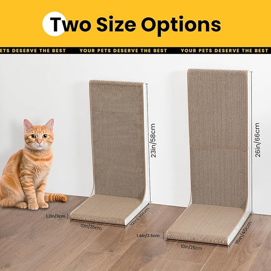 Cardboard Cat Scratcher,23 Inch L Shape Scratch Pad Wall Mounted,Vertical Scratching Board, Durable Cardboard to Protect Furniture for Indoor Cats,White Large