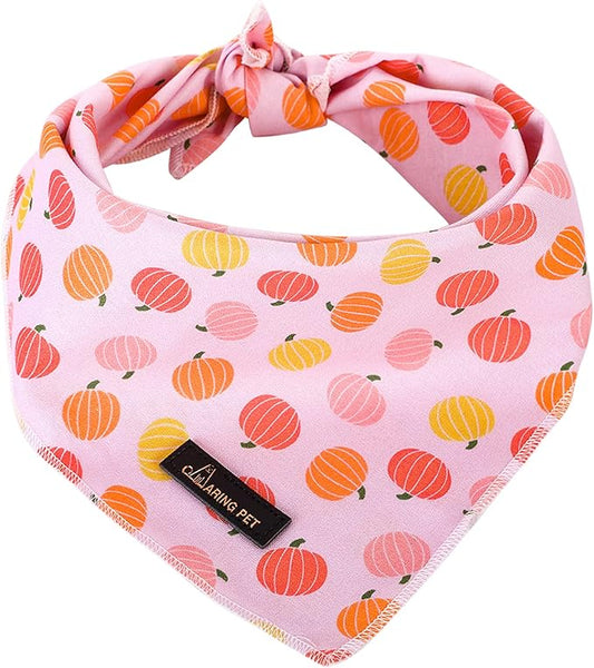 ARING PET Halloween Dog Bandanas, Cotton Pink Pumpkin Pet Bandanas Cute Triangle Bibs Scarf for Small Medium Large Boy Girl Dogs and Cats-S