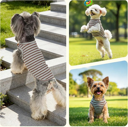 Dog Clothes, Stripe Dogs Shirts for Small & Medium Breeds, Pet Tank Top, Breathable Waffle Fabric Puppy Outfit, Shirt for Chihuahua, Yorkie, Dachshund, Corgi (4Pack, XSmall)