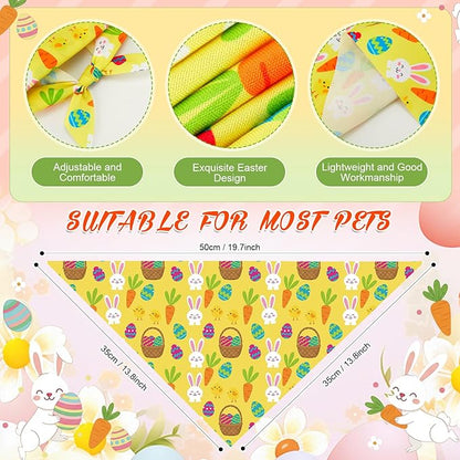 Abbylike 50 Pcs Easter Dog Bandanas Bulk Bunny Egg Carrot Bandanas for Dogs Triangle Kerchief Bibs Scarf Set for Pet Easter Costume Photo Props Accessories Pet Shops, 25 Styles (19.7 x 13.8 x 13.8)