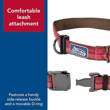 Coastal Pet K9 Explorer Reflective Adjustable Dog Collar - Comfortable Collar for The Outdoors - Durable, Lightweight Accessory with Side-Release Buckle - Campfire Orange, 5/8" x 10-14"
