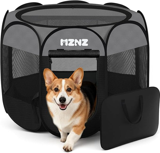Dog Playpen, Portable Puppy Pet Crate Indoors for Small/Medium Dogs Cats Rabbits, Foldable Dog Cage Enclosure for Outdoor, Pop Up Dogs Tent Kennel with Carrying Case, Dark Grey