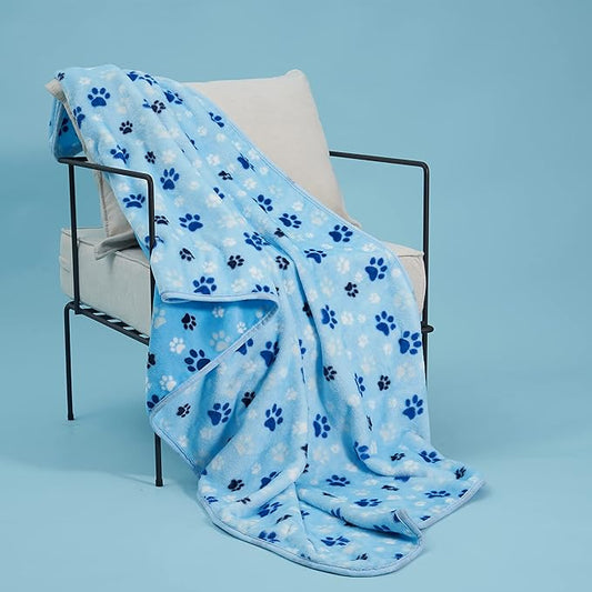 Allisandro Luxurious Dog Blanket, Extra Softness 350 GSM Flannel Fleece Pet Throw for Small Medium and Large Dogs Puppies and Cats, Blue, 80 × 64 Inches