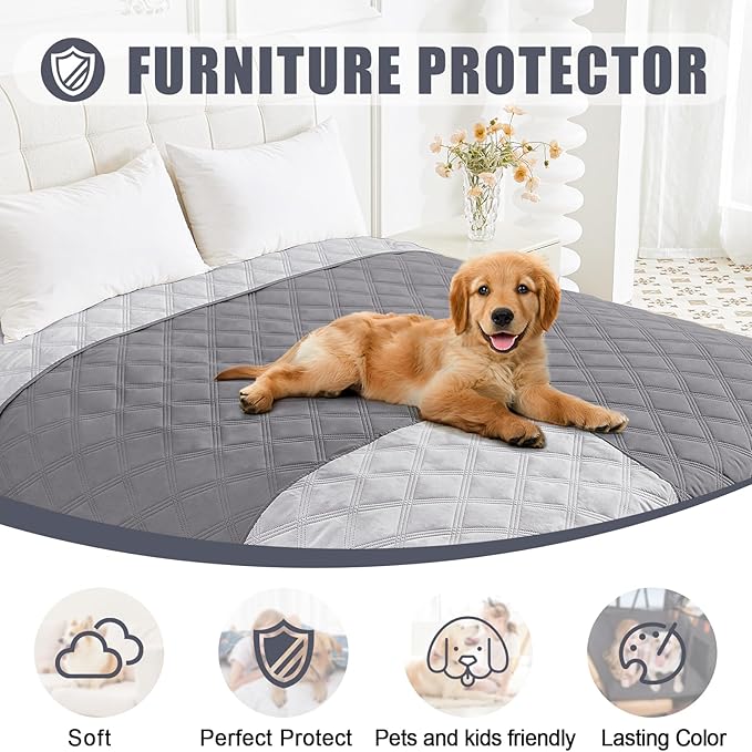 Smiry Waterproof Dog Bed Cover Blanket 30x70, Soft Reversible Pet Blanket, Washable Leakproof Cats Dogs Couch Cover for Sofa, Couch, Furniture, Grey/Light Grey