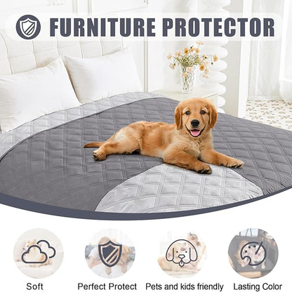 Smiry Waterproof Dog Bed Cover Blanket 82x82, Soft Reversible Pet Blanket, Washable Leakproof Cats Dogs Couch Cover for Sofa, Couch, Furniture, Grey/Light Grey