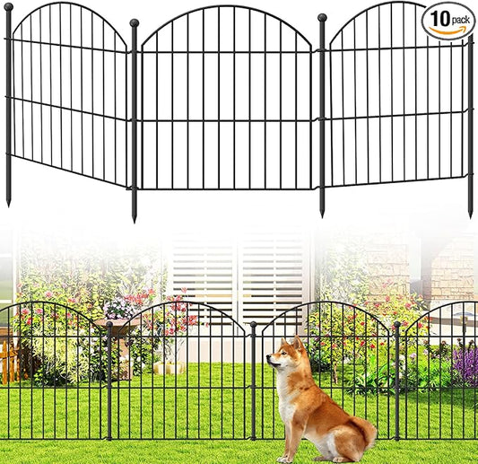 Decorative Garden Fence 24in (H) x20ft (L), 10 Pack No Dig Fence Animal Barrier for Dog, Arched Flower Bed Edging, Wire Border Panel Fencing for Yard Patio Outdoor Decor
