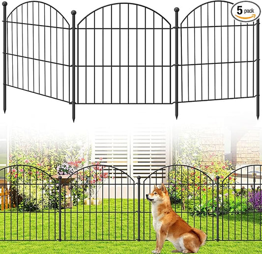 Decorative Garden Fence 24in (H) x10ft (L), 5 Pack No Dig Fence Animal Barrier for Dog, Arched Flower Bed Edging, Wire Border Panel Fencing for Yard Patio Outdoor Decor