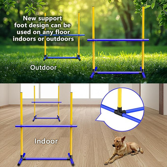 Dog Jumps Agility Equipment with Adjustable Height Jump Bars Adjustable Dog Agility Jumps with Carry Bag Exercise Dog Jumping Hurdles for Outdoor Indoor Dog Agility Course Game (4 Pack)