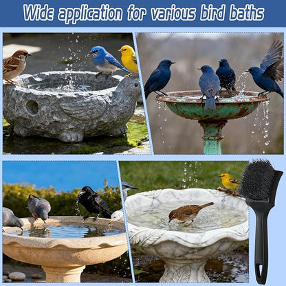 2 Pcs Bird Bath Brush Black Hard Bristle Cleaning Brush with Ergonomic Handle Utility Bird Bath Scrub for Bird Feeder Bath Accessories Fountain Outdoor Cleaning