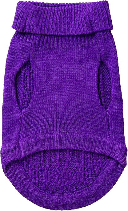 Stretchy Cat Sweater - 17 Colors & 6 Sizes | Snug Winter-Ready Knit for Boy/Girl Cats & Kittens(Deep Purple, Medium)