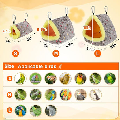 MEWTOGO Large Winter Warm Bird Nest for Cage - Comfortable Birds Bed with Support Plate, Hanging Shed Hideaway Hammock Hut Gift for Macaws African Grey Amazon Parrots