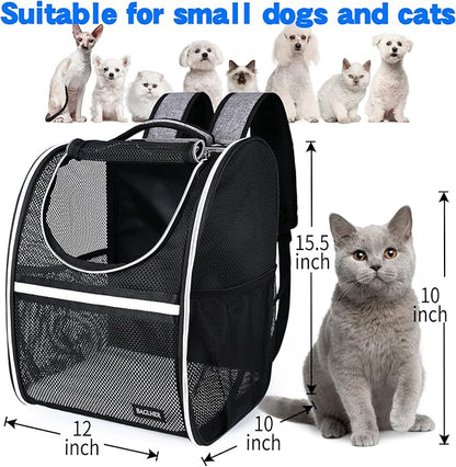 BAGLHER Pet Carrier Backpack, Ventilated Design, Pet Travel Backpack with Comfortable Shoulder Straps, Thicker Bottom Support, Two-Way Entrance Pet Carrier Backpack, Black