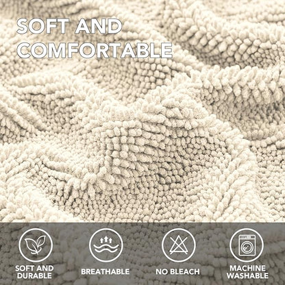 H.VERSAILTEX Non Slip Pet Couch Cover Chenille Dog Bed Protector Thick Soft Sofa Slipcover Pet Friendly Washable Couch Cushion Covers for Pets (52" x 82", Ivory)